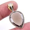 Natural Smoky Quartz 925 Solid Sterling Silver TwoTone Gift Pendant 1.50" R6p72