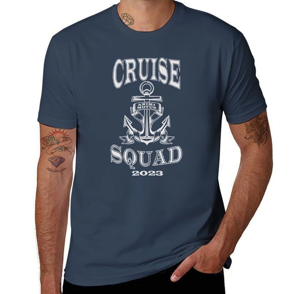 Family Cruise Squad 2023 Vacation Vintage Tshirt Basic Solid Color Short Sleeve Tshirt