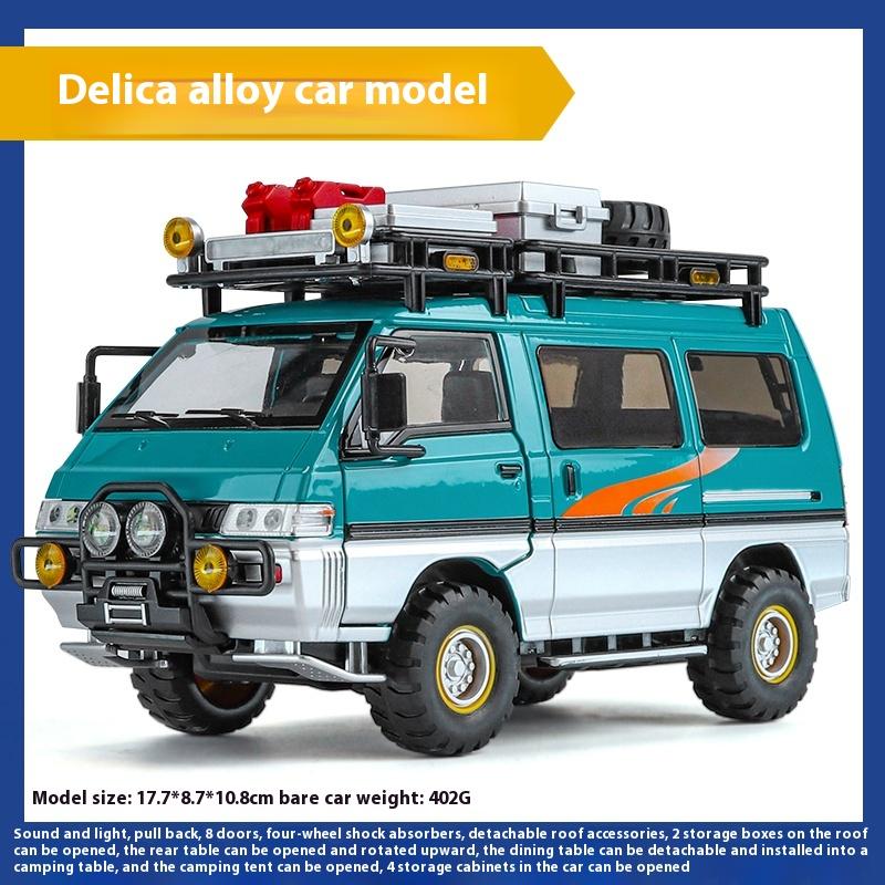 1:24 Mitsubishi Delica Off Road MPV Alloy Diecast Model Sound and Light Toy Home Trendy Display Ornament Kids Toys Gift for Boys