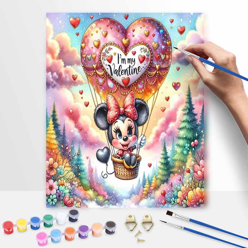 Disney Минни Валентин Воздушный шар Масляная краска Набор для ручной росписи Декорация Классический стиль Декор для дома Романтический подарок Любовь Искусство Рукоделие