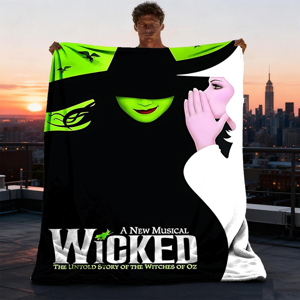 1pc Wicked Musical Outdoor Blanket Lightweight Flannel Throw For Travel, Camping, Livingroom, Couch, Chair Soft