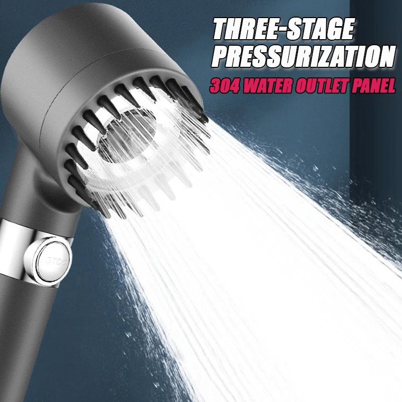Душевая головка с фильтром высокого давления, 3-режимная регулируемая струя с массажной щеткой, смеситель Rain Faucet, аксессуары для ванной комнаты