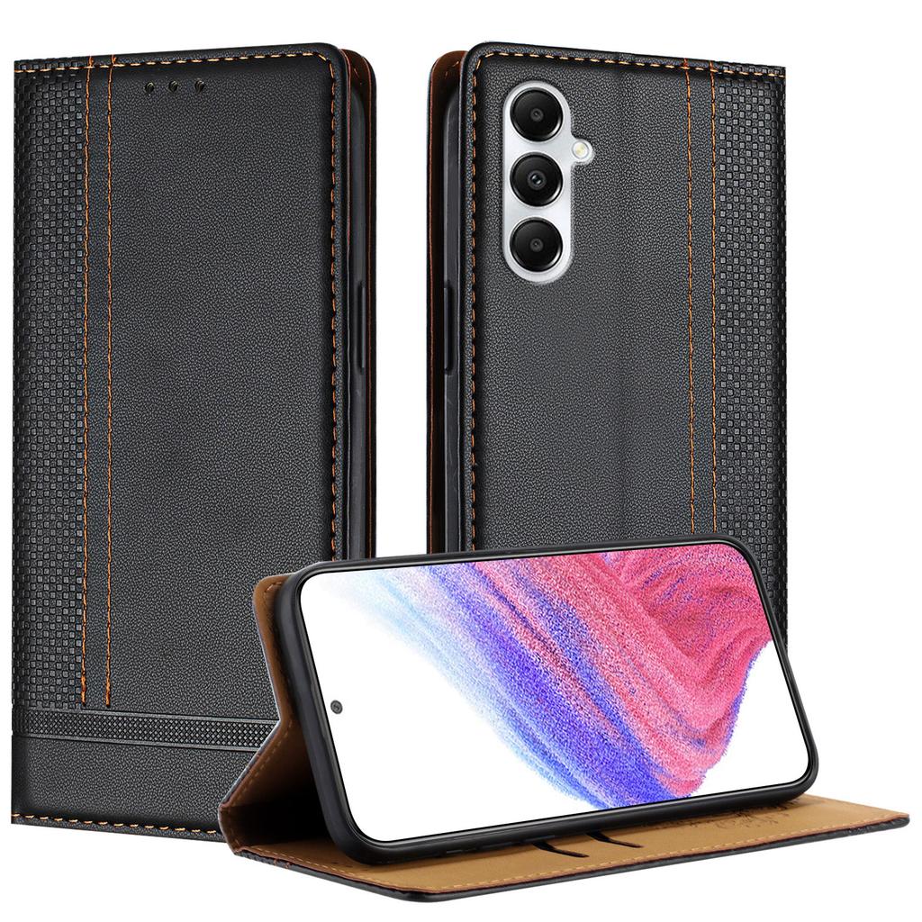 For Samsung Galaxy A05s 4G Case L-Shaped Grid Pattern Leather Stand Phone Cover with Card Slots