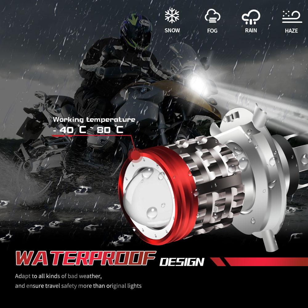 Универсальная светодиодная мотоциклетная фара H4 BA20D H6 'Ангельский глаз' Моторная светодиодная лампа Мотоциклетная фара Белый Желтый Ближний Дальний свет 12-80В