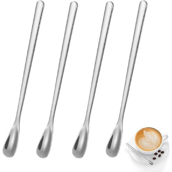Stainless Steel Coffee Stirring Spoon,Silver Coffee Stir Sticks Drink Spoons,Long Handle Tea Coffee Spoons Tiny Salt Condiment Spoon,Coffee Bar