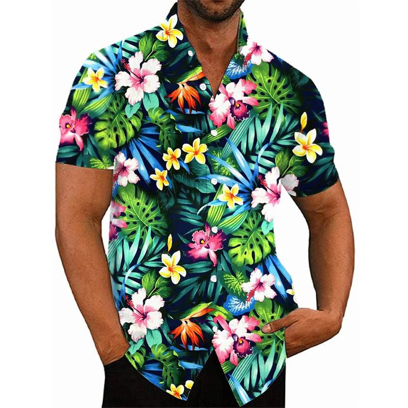 Men's Shirt For Men 3D Printed Flower Hawaiian Summer New Fashion Beach Shirt Comfortable Top Blouse Short Sleeves Streetwear