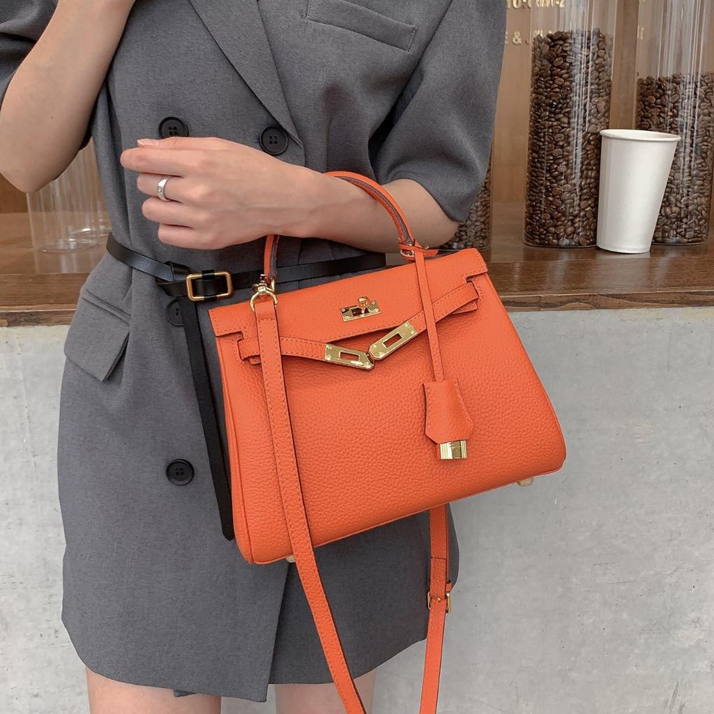 Сумка из натуральной кожи женская мягкая кожаная большая новая модная и универсальная сумка из коровьей кожи с узором личи, верхний слой, сумка через плечо