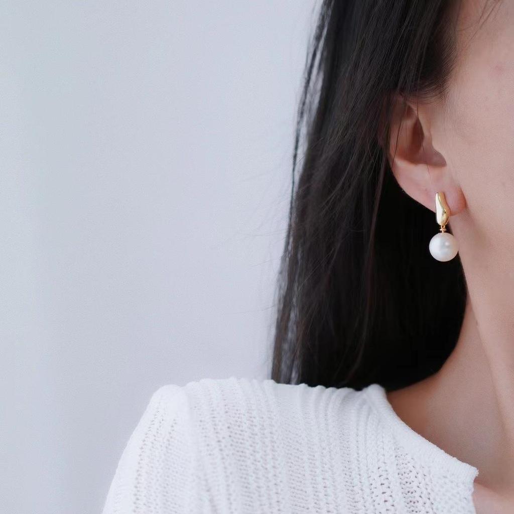 DIY S925 Sterling Silver Stud Earring Mounts for 9-13mm Round Pearls - Fashionable Silver Earrings 22309.