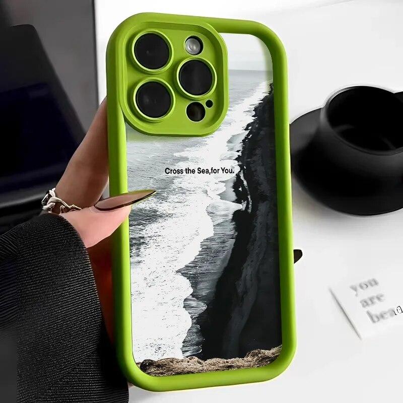 Чехол для телефона с масляной живописью для iPhone 11, чехол для iPhone 14 15 Pro 12 13 Pro Max XR XS X 7 8 15 Plus SE, противоударный мягкий волнистый чехол