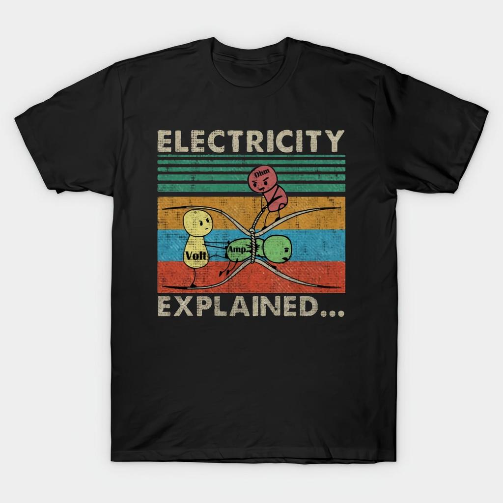 Electricity Explained Black T shirt Size S-4X Casual