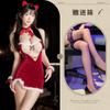 Red velvet suspender skirt sexy lingerie sexy free christmas uniform seduction passion robe dating