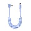1.5M Coiled USB-C Type C 5A Fast Charging Data Cable 90 Right Angle Retractable Pure Copper Mobile Phone Cord for