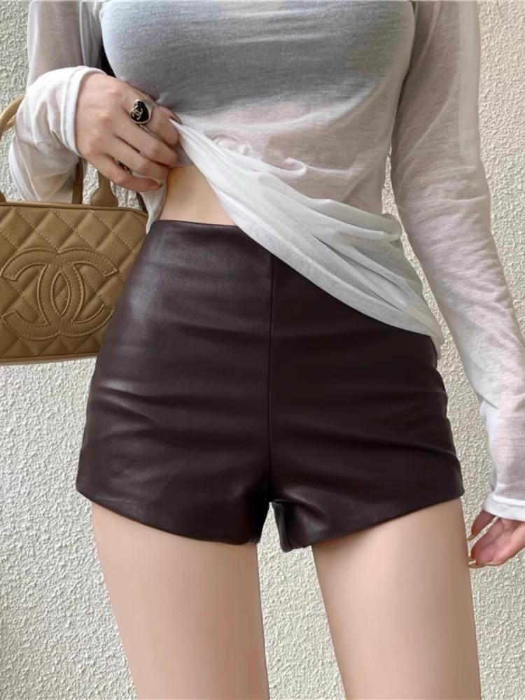 2025 Women's High Waist PU Leather Hip-Hugging Shorts - Sexy, Slimming, Versatile, Super Short Booty Basics
