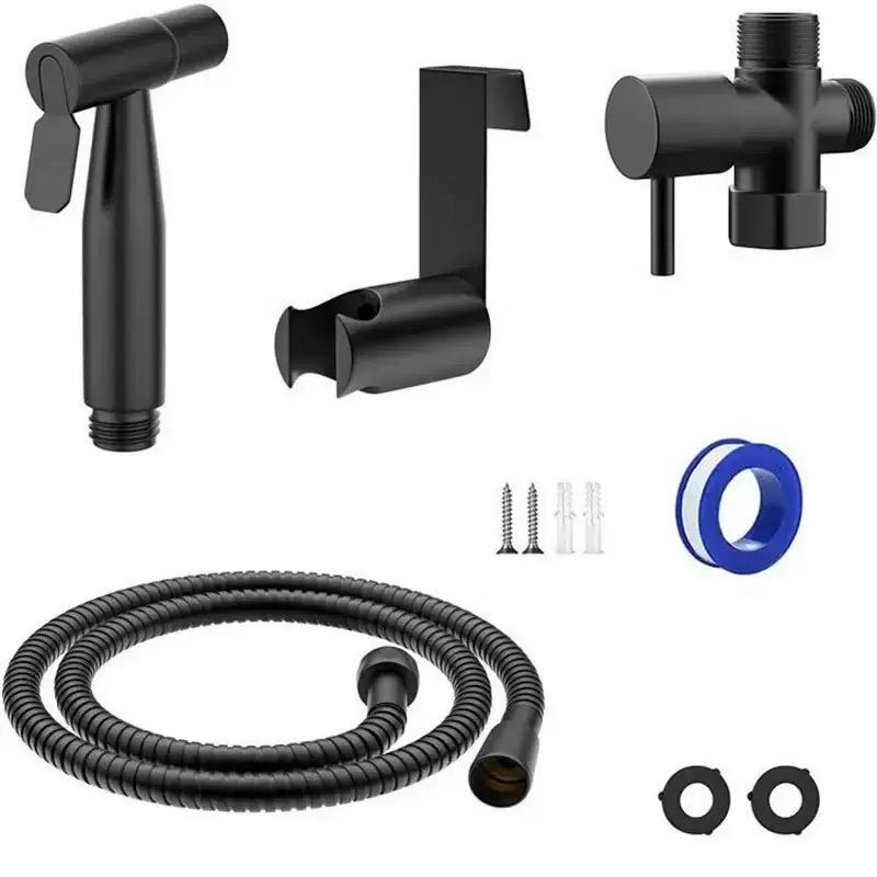 Shattaf Toilet Sprayer Set 304 Stainless Steel Black Boost Pressure Bidet Sprayer