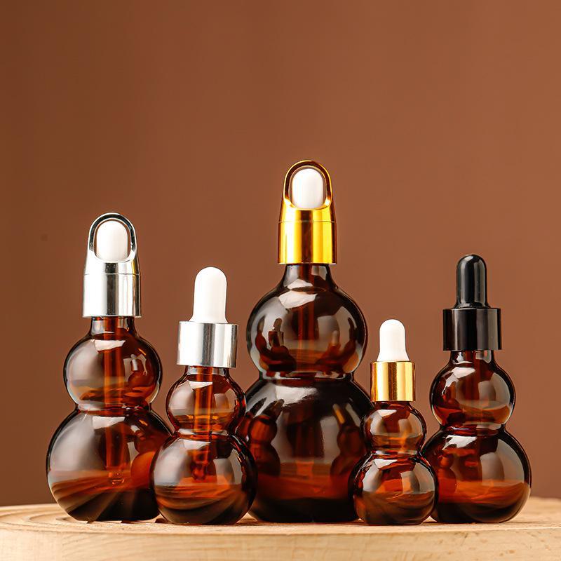 Креативная коричневая стеклянная бутылка для эфирных масел из двойной тыквы для путешествий, для косметики и образцов эссенций