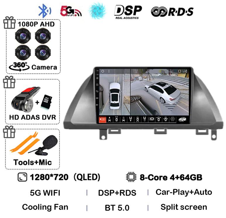 Android 14 Автомобильный Carplay для Honda Odyssey 2005 - 2010 Экран Автомагнитола Стерео GPS Навигация Мультимедийный Видеоплеер WIFI 4G DSP