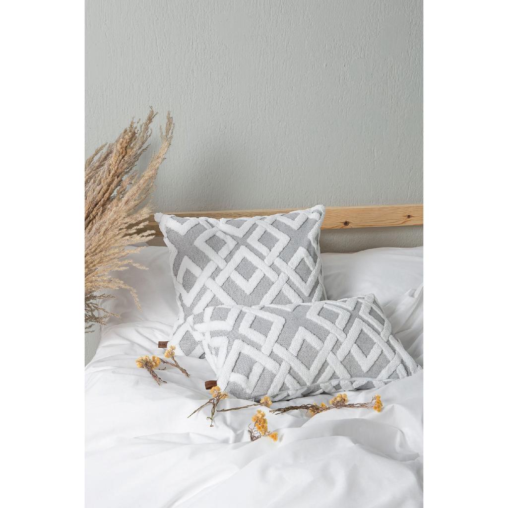 Bohemian Special Design Punch Pattern Decorative Throw Pillow Cover Mila Ecru