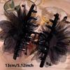 Peony Flower Grasping Clip Feather Ladies Headwear Vintage Hair Claw Clips  for Women