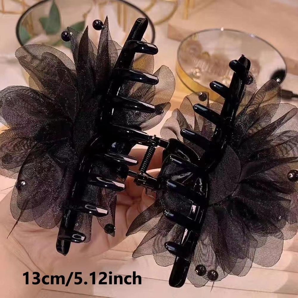Peony Flower Grasping Clip Feather Ladies Headwear Vintage Hair Claw Clips for Women