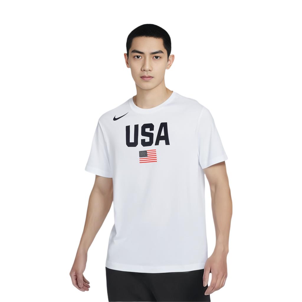 Nike T Shirts Men's White Crew Neck Moderate Straight Fit AV4352-100
