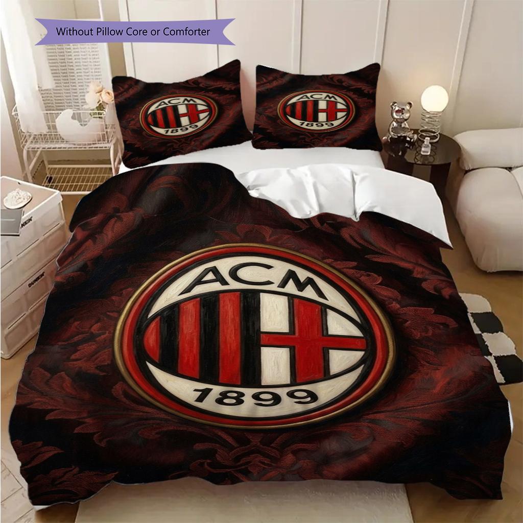 AC Milan Legacy: Black Glory Bedding (1 * duvet cover + 2 * pillowcase, without core) Bedding set Duvet cover and pillowcase Soft and comfortable