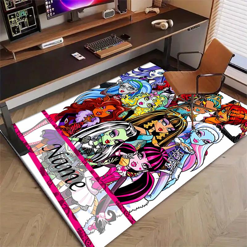 Custom Monster High Draculaura Mat Personalized Name, Polyester Washable Indoor Entryway Rug, Gift for Christmas, Easter, Thanksgiving Day
