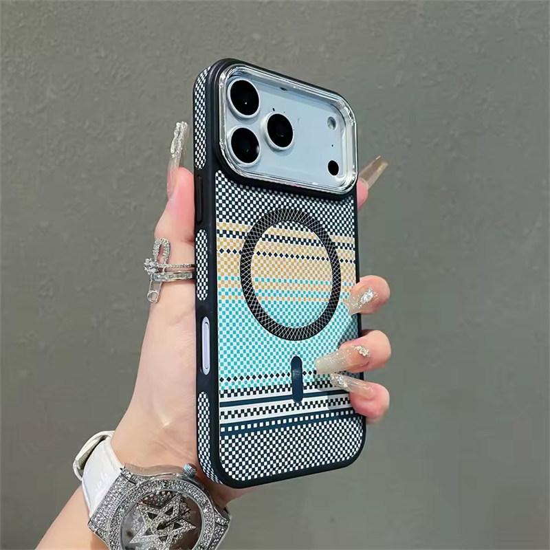 Тонкий чехол с магнитным полосатым узором для iPhone 17 Air Pro Max 16 15 14 Plus Pro Max для Magsafe Противоударный Ультратонкий Цветной чехол