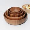 Round Salad Bowl BPA Free Multipurpose Large Capacity Fruit Salad Wooden Serving Bowl