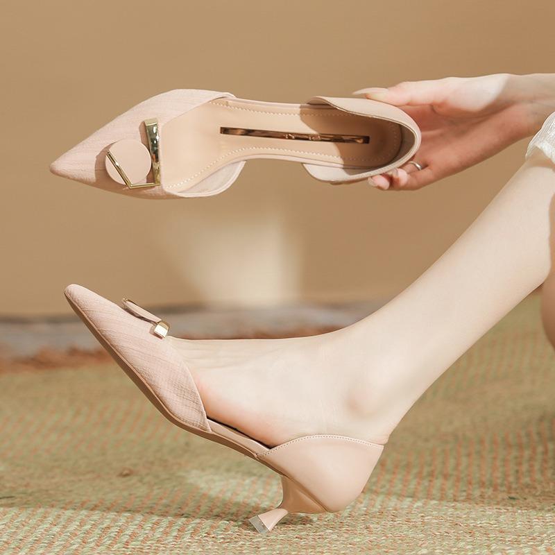 Летние женские туфли из полой кожи с плетением Temperament, освежающие туфли на высоком каблуке с острым носком Stiletto Temperament Single Shoes