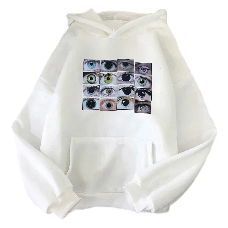 Забавные глаза принтованные толстовки топы Y2K эстетика толстовка Harajuku винтажная уличная одежда осень женщины повседневные пуловеры толстовки унисекс