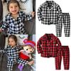 Toddler Kids Baby Boys Girls Plaids Print Pajamas Winter Coats Pants Outfits Set