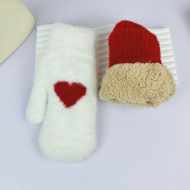 Winter Cold Resistant Gloves for Women Thickened and Plush Imitation Cycling Student Warm Gloves for Women