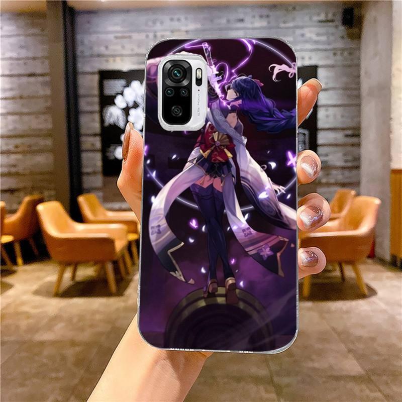 Genshin Impact Raiden Shogun Phone Case For Xiaomi 12 11T 10 9 Redmi Note 11 10 10S Pro Redmi 9 9A 8 Transparent Phone Cover