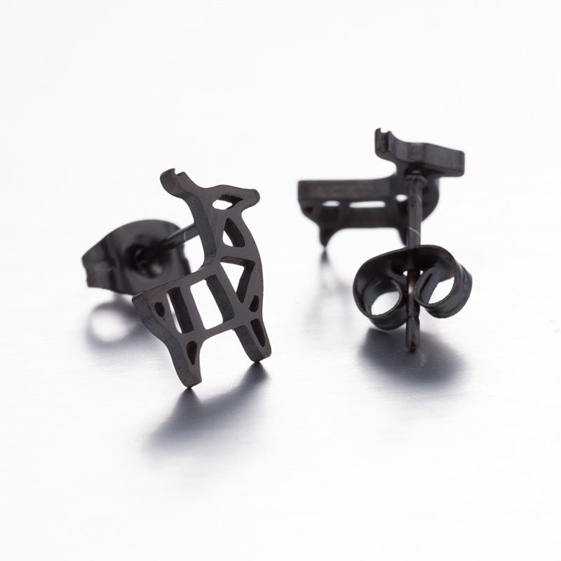 Серьги-гвоздики в стиле ретро из нержавеющей стали с милыми животными - рождественские серьги-гвоздики в виде птиц, кроликов и оленей