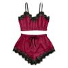 Women Sexy Lace Strappy Babydoll Lingerie Silk Satin Cami Top Shorts Nightwear Pyjama Set