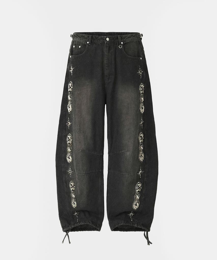 BADBLOOD Viper Gemstone Curved Pants - Dusty Black