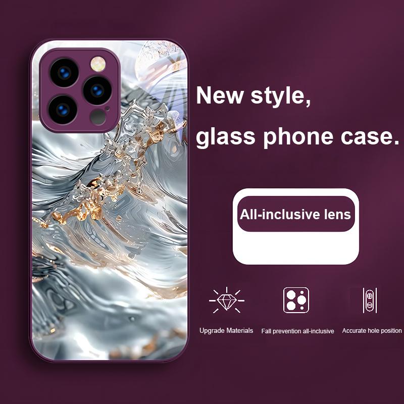 Красочные Волны Синие Для IPhone 16 Plus 15 14 13 12 Mini 11 Pro Max X XS XR 7 8 Plus 2022 Закаленное Стекло Чехол для Телефона
