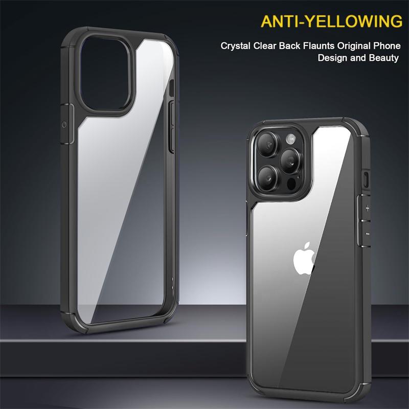Luxury Gold Armor Clear Acrylic Phone Case for iPhone 15 Pro Max 14 Plus 13 12 11 Pro XR XS 8P 7 SE 2020 All-inclusive Fall Protection Cover