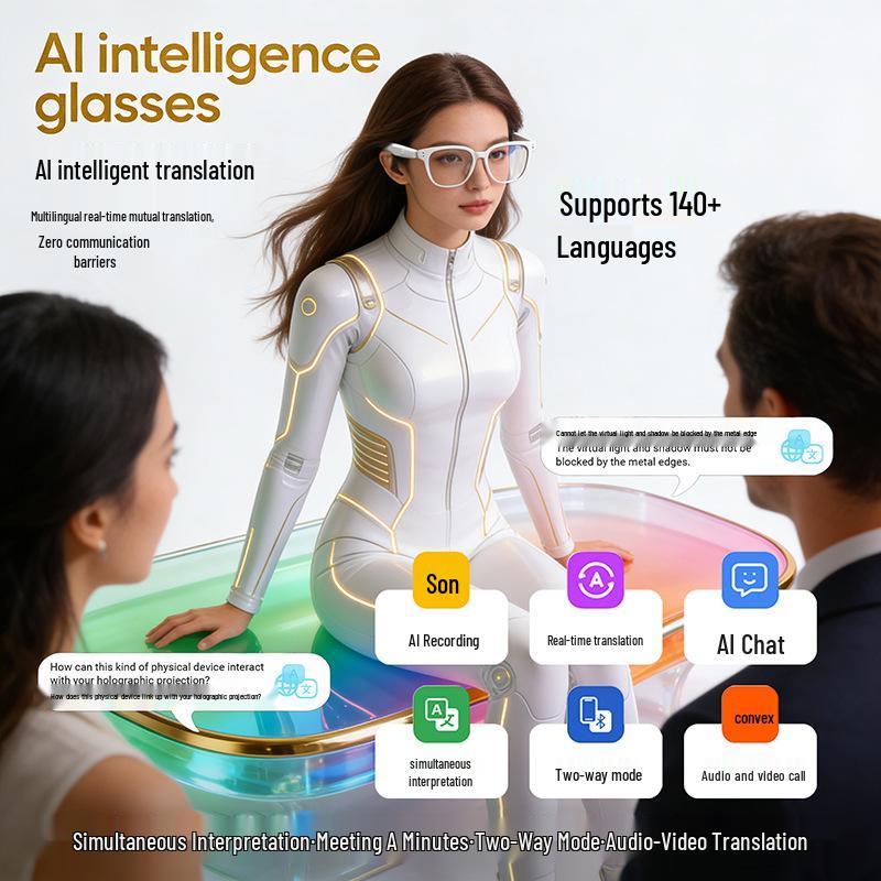 AI Bluetooth-очки F66: Умные очки с переводом в реальном времени на 100+ языков, для музыки и звонков