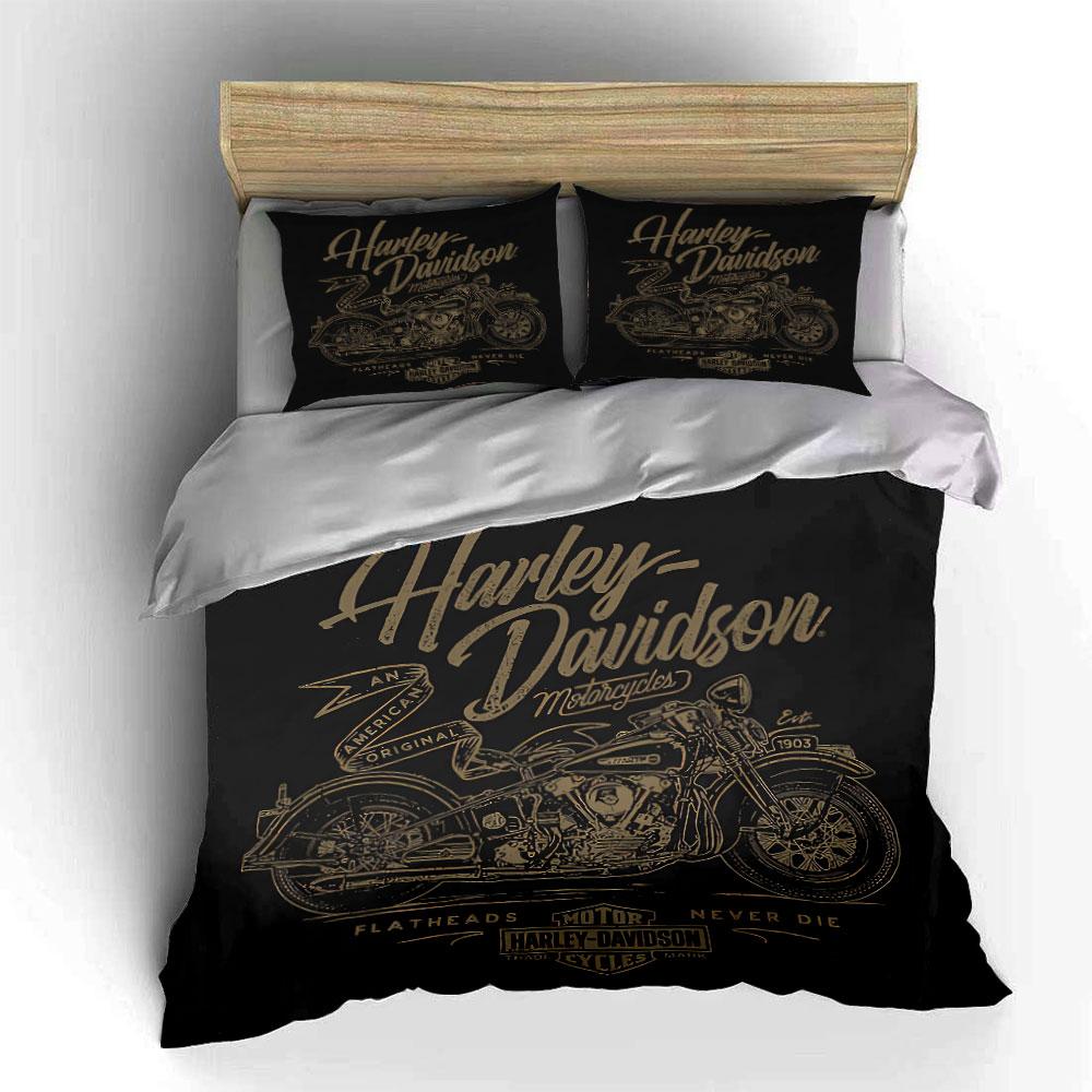Vintage Harley Davidson Design Bedding Duvet Cover Set Duvet Cover Pillowcases (1*Duvet Cover 2*Pillowcases, without duvet insert)