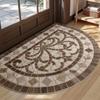 60*90cm Retro Pebble Semi-circular Floor Mat, Entrance Foyer Carpet, Dirt-resistant and Easy-to-maintain Crystal Velvet Floor Mat