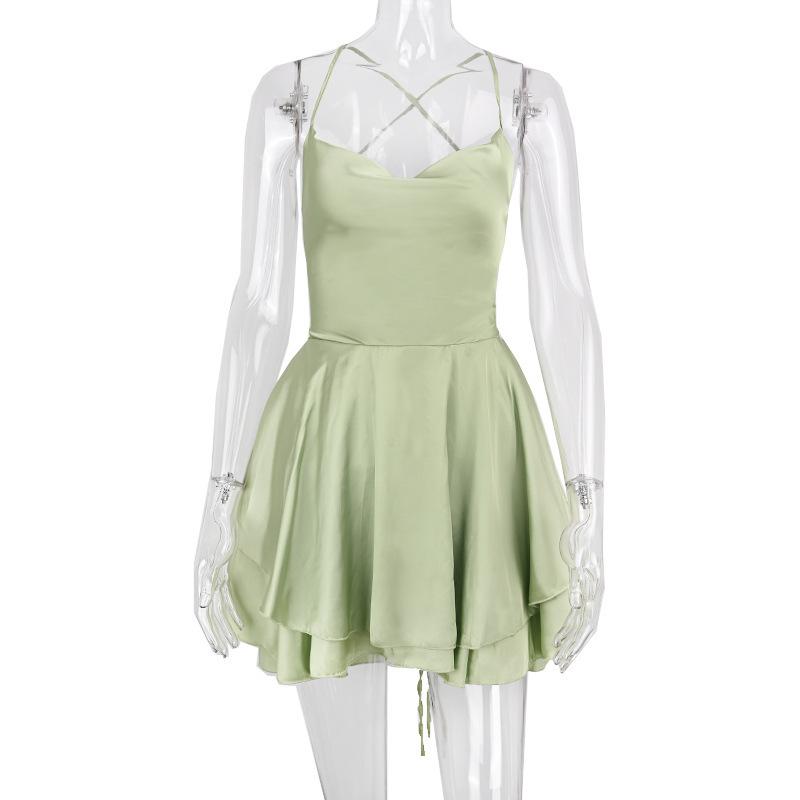 Женское сексуальное стильное атласное платье-халтер с бретелью через шею