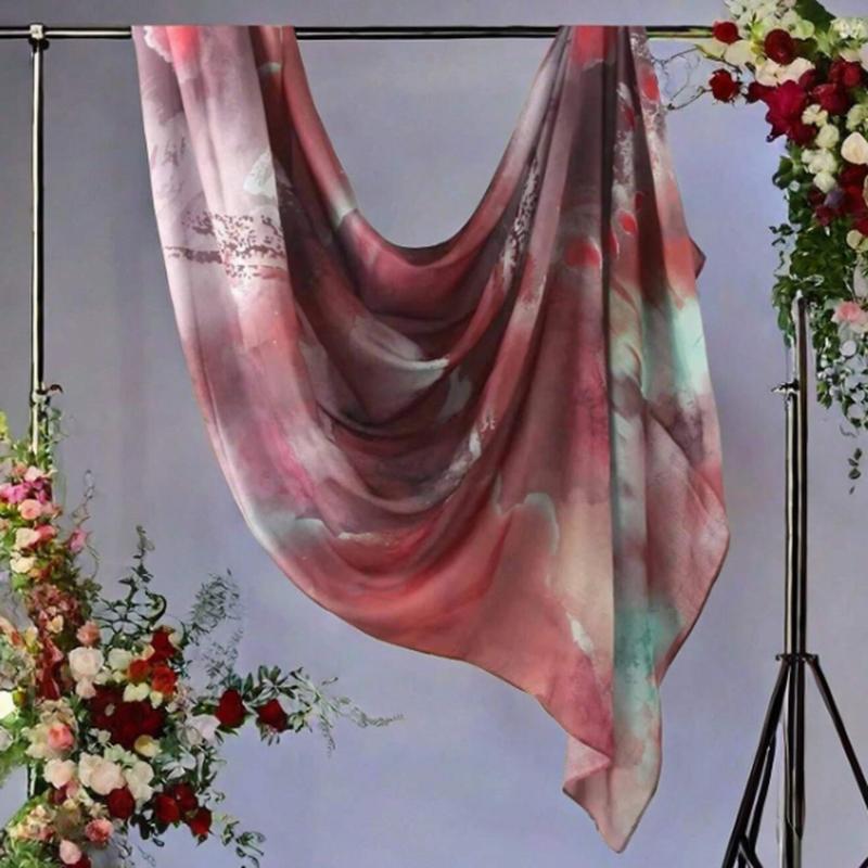 Модный женский длинный платок Акварельный тай-дай Хлопковый шарф Элегантные аксессуары для одежды Шаль для платья Головной платок Повседневный