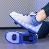 Children's Sneakers Shoes Boys Girls Led Light Wheels Outdoor Parkour Roller Skate Shoes Sports USB Charging Glowing Casual Shoe