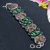 Watermelon Tourmaline, Diopside Gemstone 925 Sterling Silver Bracelet 7-8" KG-1824