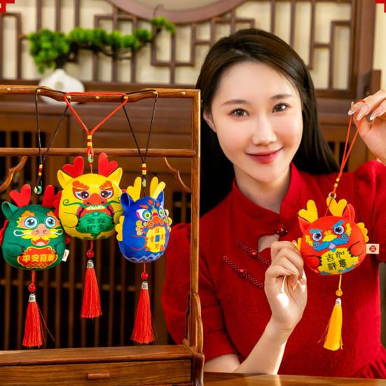 Китайский новогодний талисман дракона, мягкие плюшевые подвесные подвески, украшение года дракона для автомобиля, украшение для дома, весеннего фестиваля