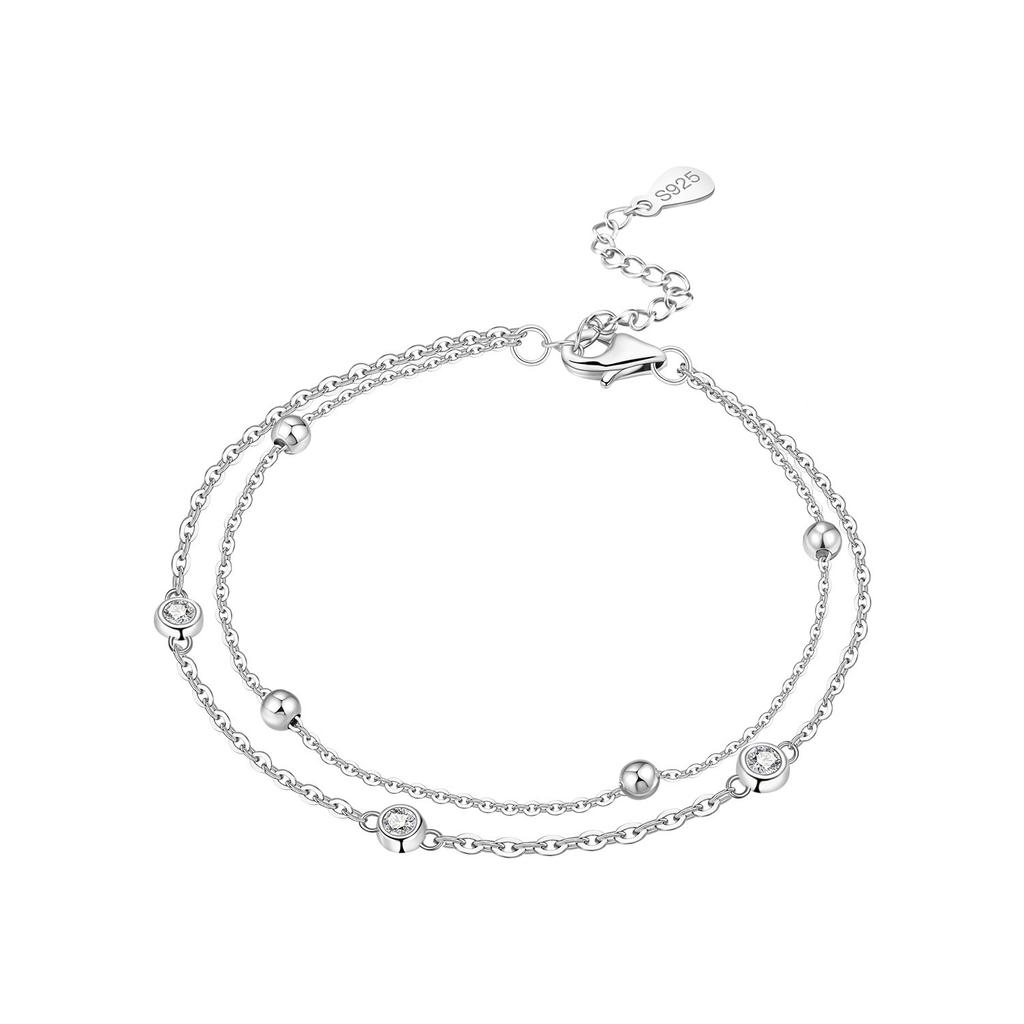 New 925 Silver Rose Gold Double-layer Heart Bracelet Chain Link Women Bracelet Birthday Festival Jewelry Gifts