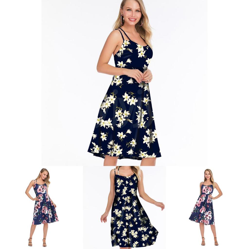 Элегантное женское летнее платье без рукавов с цветочным принтом для пляжа, идеально подходящее для праздничных случаев, размеры S-5xl