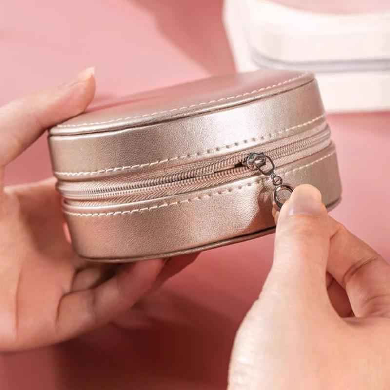 Изысканная кожаная шкатулка для украшений, дорожная портативная шкатулка для ожерелий и колец, розовый многофункциональный органайзер для женщин, упаковка