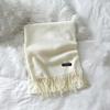 Soft Classic Wool Scarf Windproof Long Neckscarf with Tassel Cold-proof Solid Color Shawl  Outdoor